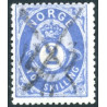 Norge. 1872-75. 2 sk. Ultramarin AFA nr. 17 med blækannullering 12/3/74