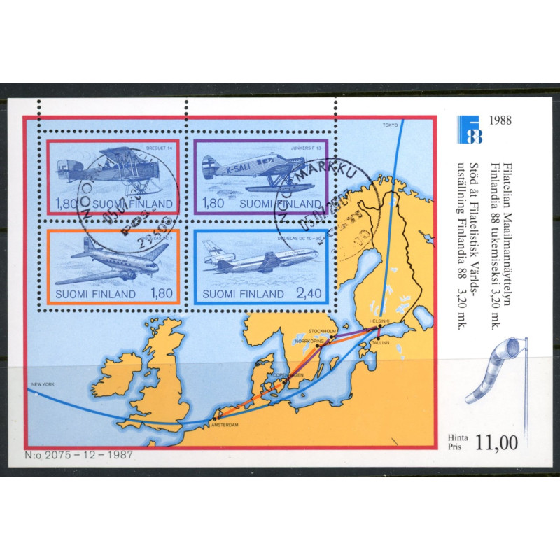 Finland. 1988. Frimærkeudstillingen Finlandia Miniark. AFA nr. 1049 **  , postfrisk stemplet FDC