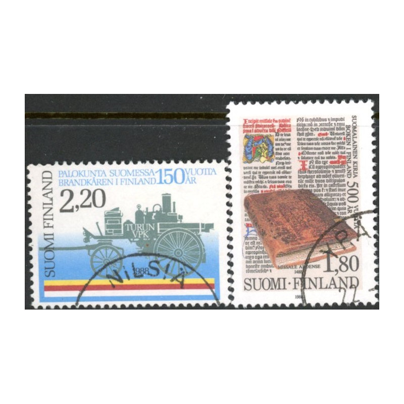 Finland. 1988. Brandvæsen og Første trykte bog. AFA nr. 1050-51 **      , postfrisk stemplet FDC