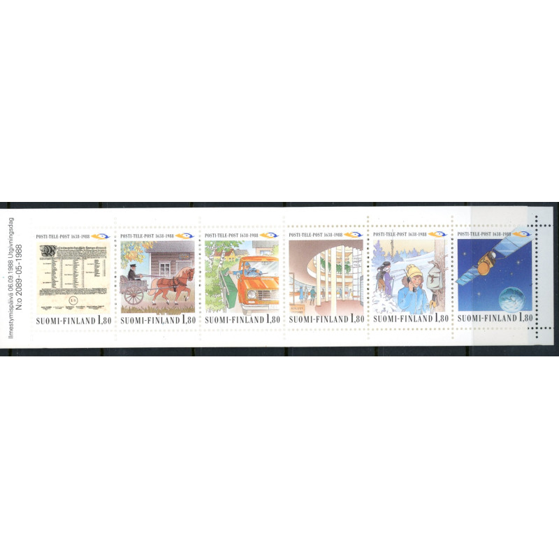 Finland. 1988. Postvæsnets historie, sammentryk. AFA nr. 1052-57 **     , postfrisk stemplet FDC