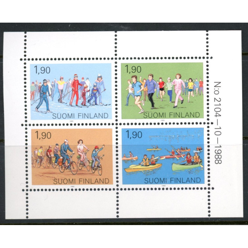 Finland. 1989. Folkeidræt i sammentryk. AFA nr. 1067-70 ** (5)   , postfrisk stemplet FDC