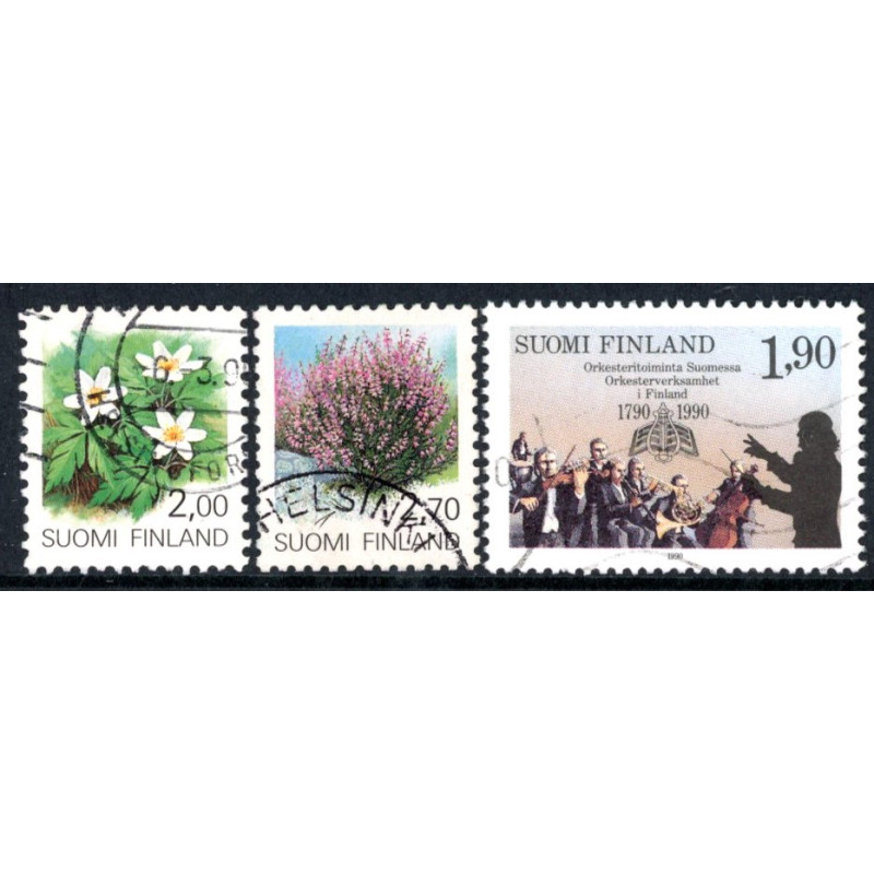 Finland. 1990. Blomster, og Orkestervirksomhed . AFA nr. 1090-92 **          , postfrisk stemplet FDC