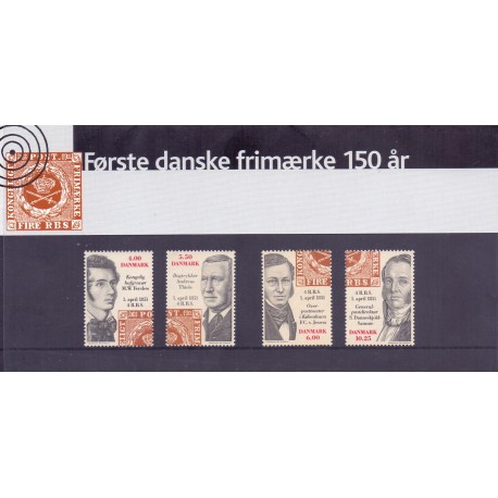 Souvenirmappe. 2001. Første danske frimærke 150 år. AFA nr. SM 42