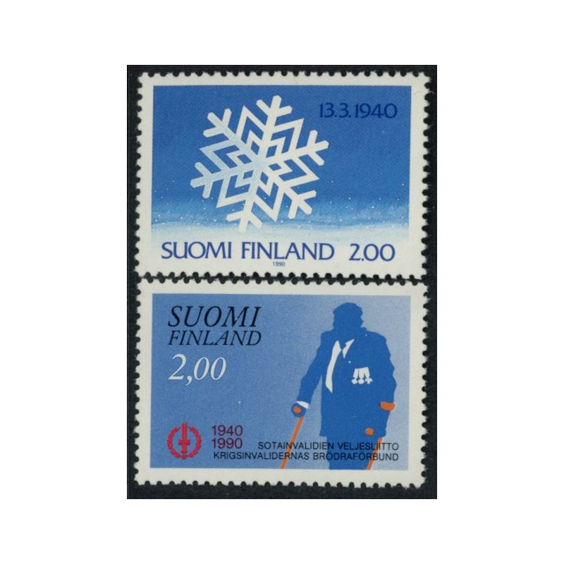 Finland. 1990. Vinterkrigen og Krigsinvalid. AFA nr. 1094-95 **          , postfrisk stemplet FDC