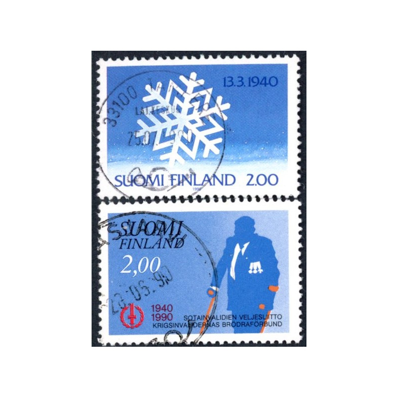 Finland. 1990. Vinterkrigen og Krigsinvalid. AFA nr. 1094-95 **          , postfrisk stemplet FDC