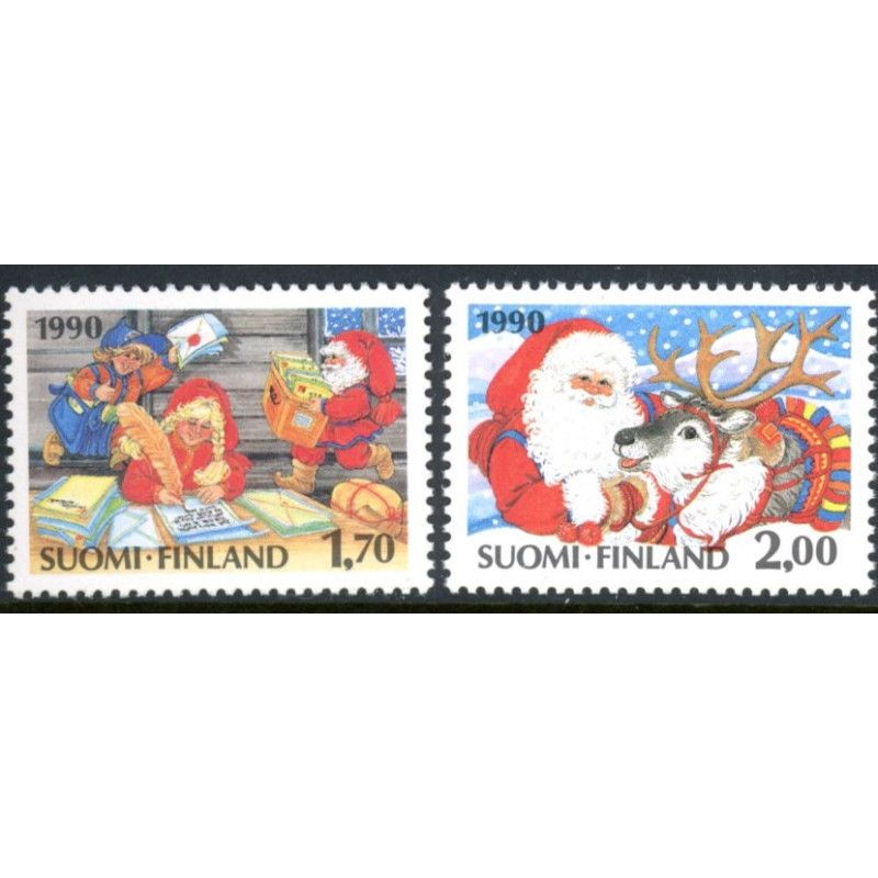 Finland. 1990. Julefrimærker. AFA nr. 1114-15 **        , postfrisk stemplet FDC
