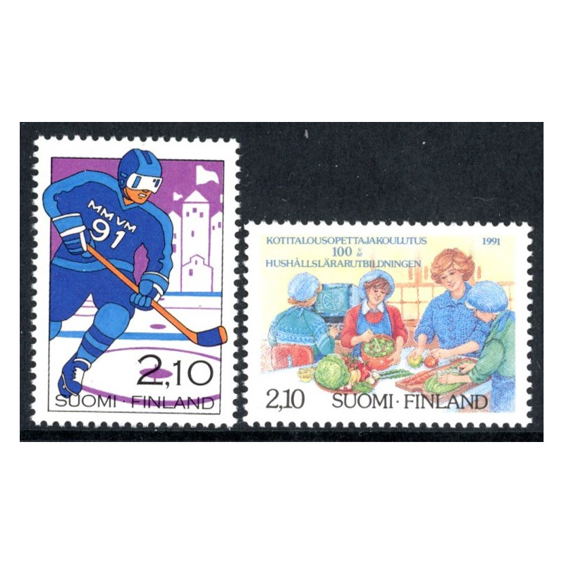 Finland. 1991. VM i Ishockey og Husholdningslære. AFA nr. 1119-20 **     , postfrisk stemplet FDC