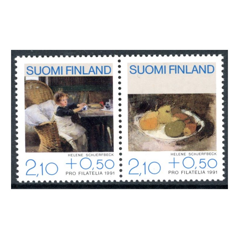 Finland. 1991. Malerier, parstykke. AFA nr. 1121-22 **          , postfrisk stemplet FDC