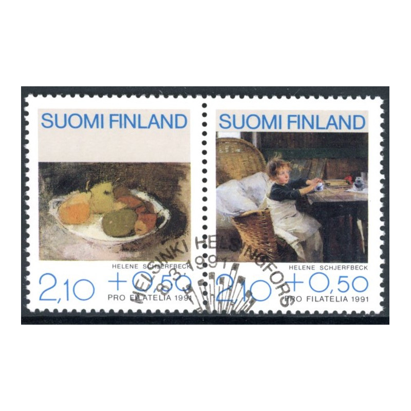 Finland. 1991. Malerier, parstykke. AFA nr. 1121-22 **          , postfrisk stemplet FDC