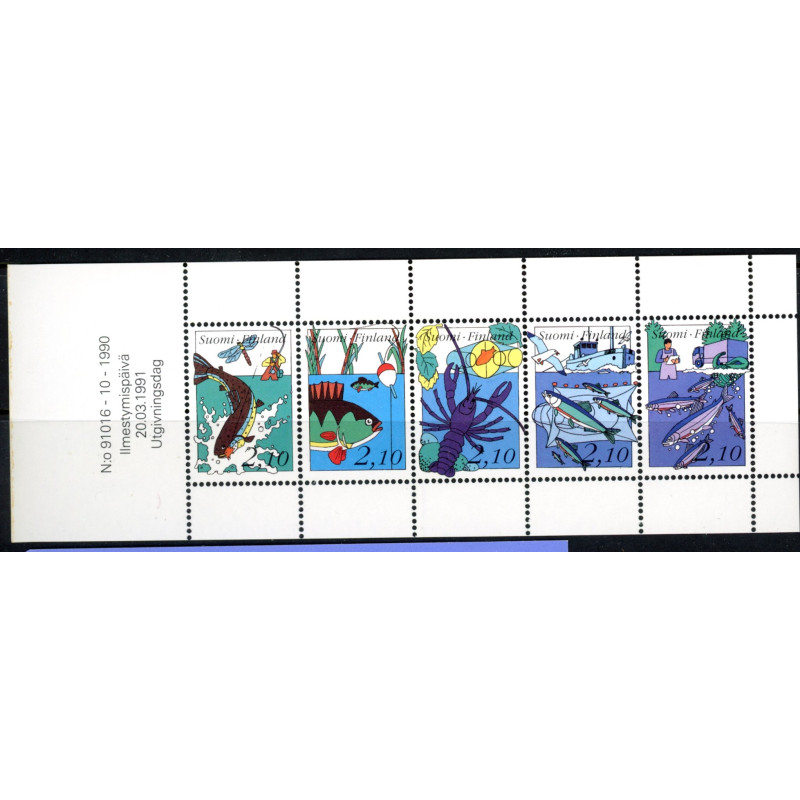 Finland. 1991. Fiskeri, hæfte. AFA nr. 1123-27 **         , postfrisk stemplet FDC