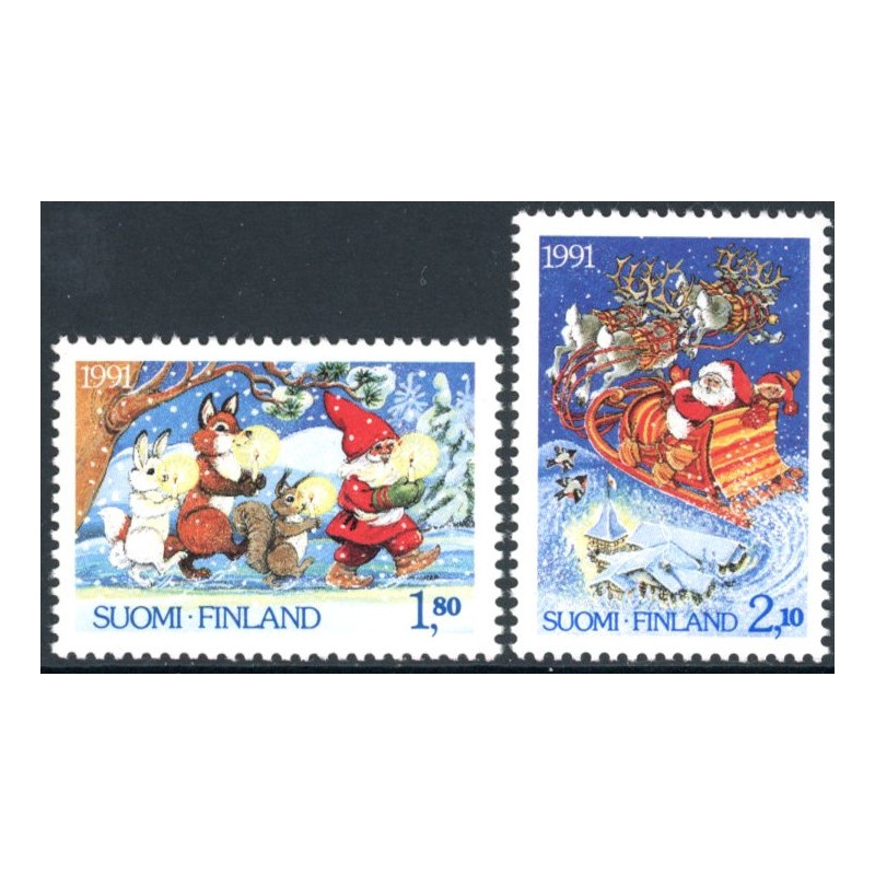 Finland. 1991. Julefrimærker. AFA nr. 1146-47 **                , postfrisk stemplet FDC