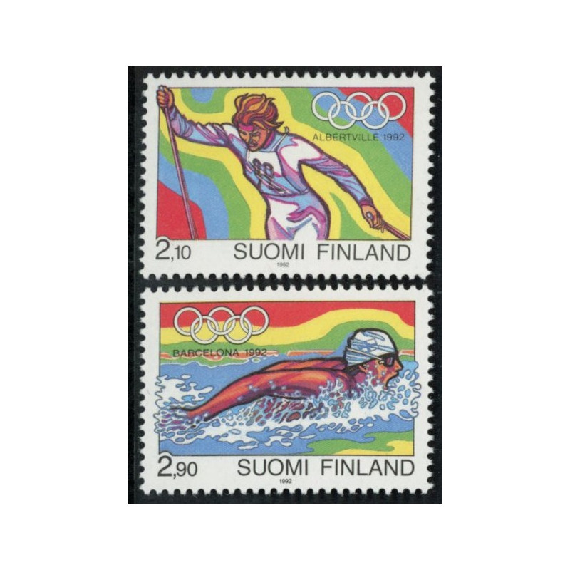 Finland. 1992. Ol, Albertville, og Barcelona. AFA nr. 1150-51 **               , postfrisk stemplet FDC