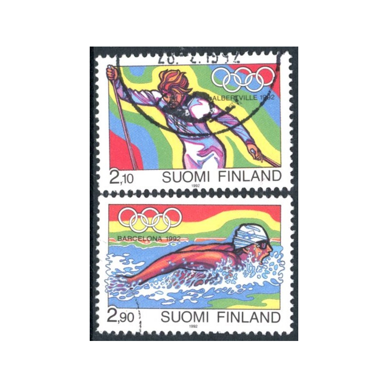 Finland. 1992. Ol, Albertville, og Barcelona. AFA nr. 1150-51 **               , postfrisk stemplet FDC