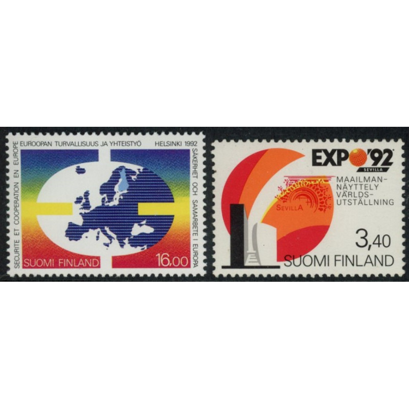 Finland. 1992. Europæisk sikkerhedk. og EXPO ´92. AFA nr 1154-55 **             , postfrisk stemplet FDC