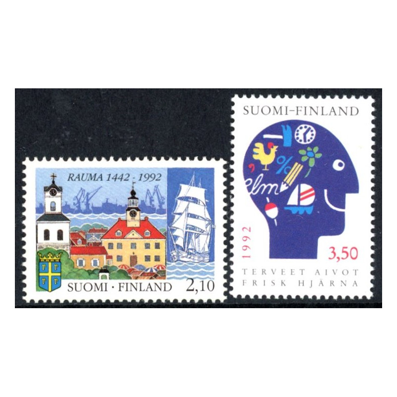 Finland. 1992. Byen Rauma og Friske Hjerner. AFA nr 1156-57 **             , postfrisk stemplet FDC