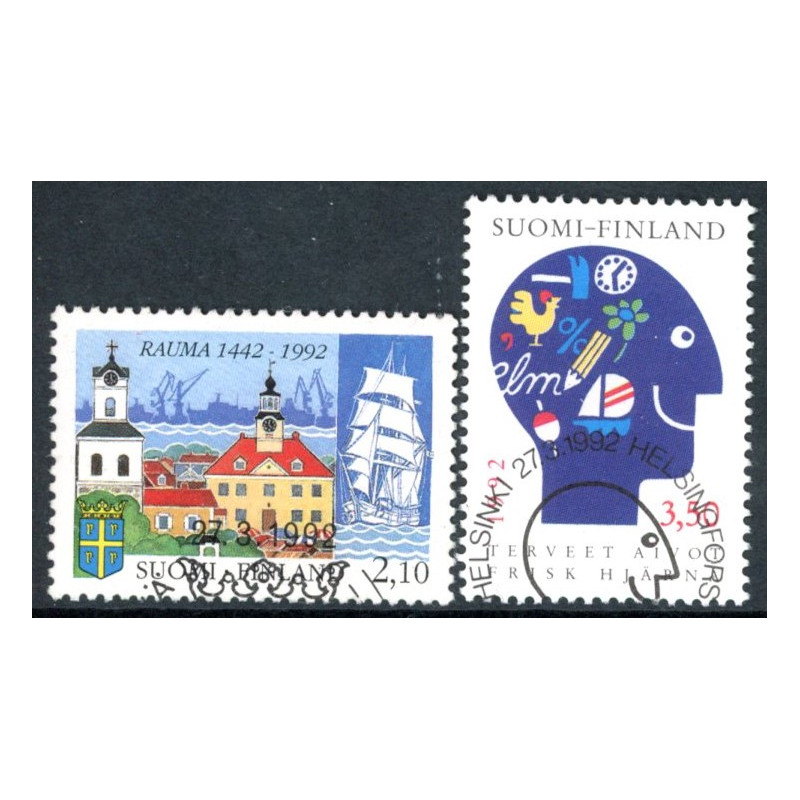 Finland. 1992. Byen Rauma og Friske Hjerner. AFA nr 1156-57 **             , postfrisk stemplet FDC