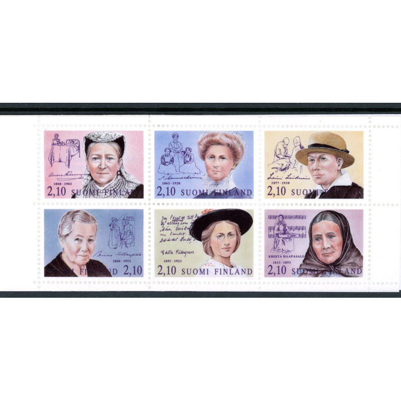 Finland. 1992. Kendte kvinder, hæfteblok . AFA nr 1169-74 **                       , postfrisk stemplet FDC