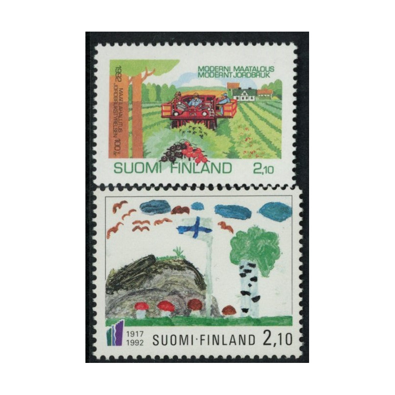 Finland. 1992. Landbrugsvidenskab og selvstændighed. AFA nr 1175-76 **                  , postfrisk stemplet FDC
