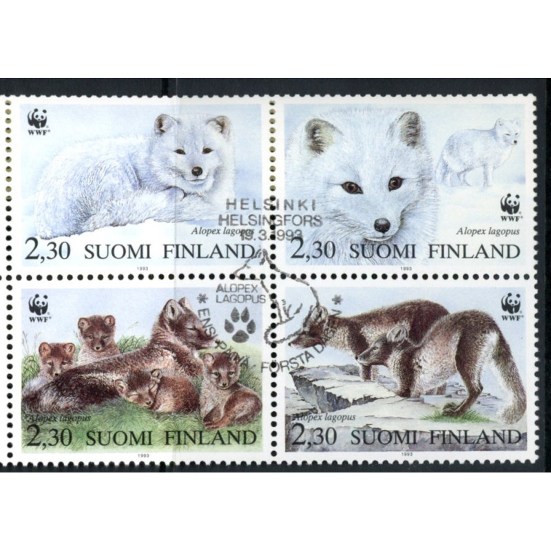 Finland. 1993. Nordiske fjeldræve, sammentryk. AFA nr 1191-94 **              , postfrisk stemplet FDC