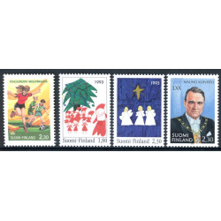 Finland. 1993. Skoleidræt, julefrimærker og Koivisto. AFA nr 1221-24 **        , postfrisk stemplet FDC
