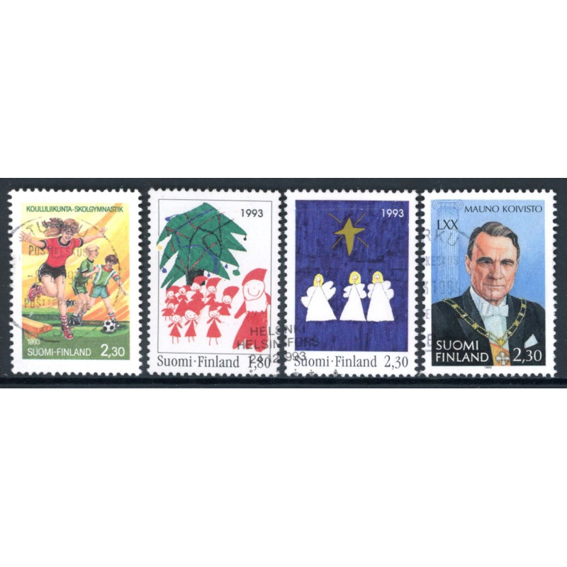 Finland. 1993. Skoleidræt, julefrimærker og Koivisto. AFA nr 1221-24 **        , postfrisk stemplet FDC