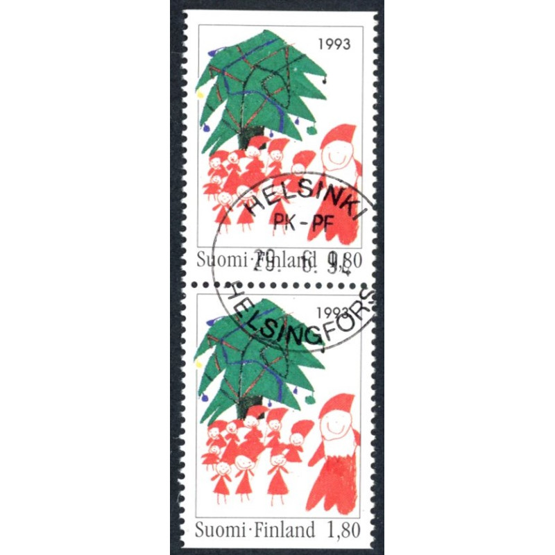 Finland. 1993. Julefrimærker i parstykke. AFA nr 1222Co/Cn **        , postfrisk stemplet FDC