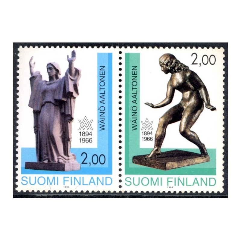 Finland. 1994. Wäinö Aaltonsen, i parstykke. AFA nr 1231-32 **        , postfrisk stemplet FDC