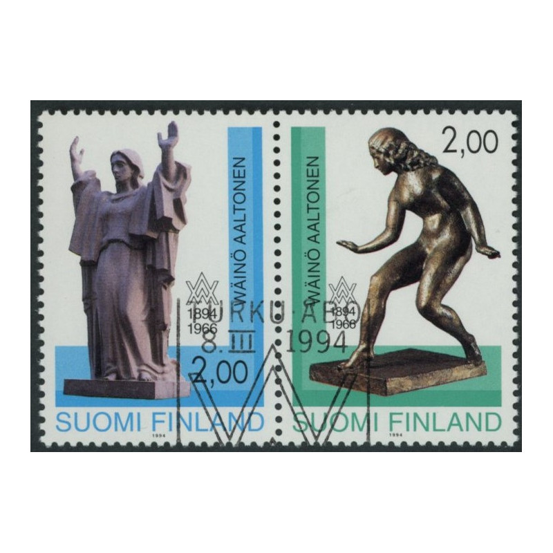 Finland. 1994. Wäinö Aaltonsen, i parstykke. AFA nr 1231-32 **        , postfrisk stemplet FDC