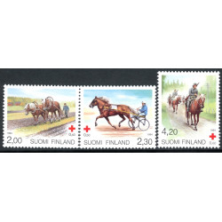 Finland. 1994. Røde Kors, heste. AFA nr 1234-36 **       , postfrisk stemplet FDC