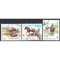 Finland. 1994. Røde Kors, heste. AFA nr 1234-36 **       , postfrisk stemplet FDC