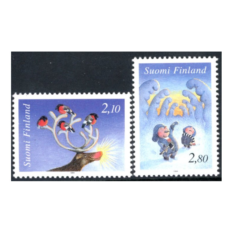 Finland. 1994. Julefrimærker AFA nr. 1263-64 **        , postfrisk stemplet FDC