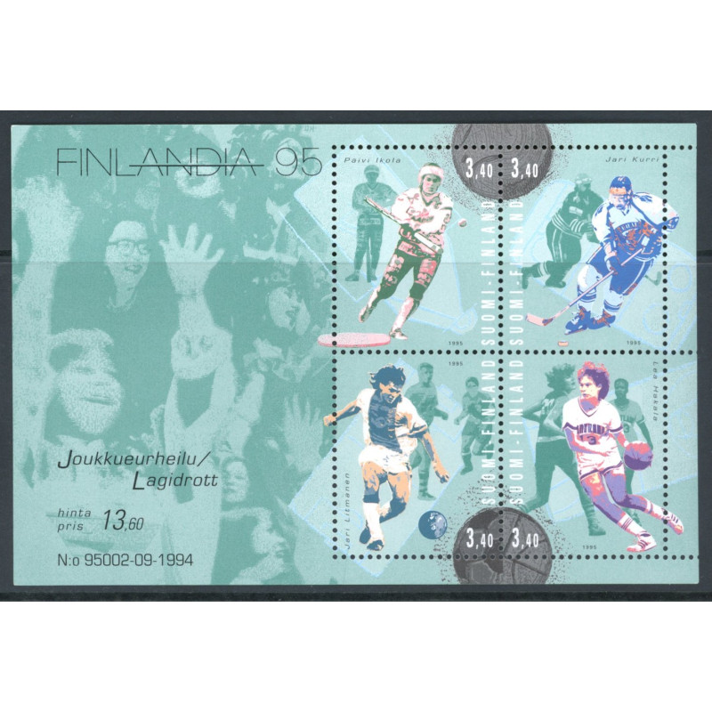 Finland. 1995. Sport, miniark. AFA nr. 1273-76 **       , postfrisk stemplet FDC