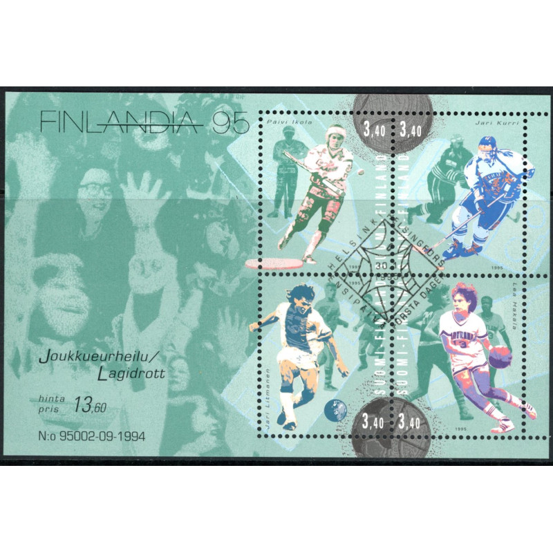 Finland. 1995. Sport, miniark. AFA nr. 1273-76 **       , postfrisk stemplet FDC
