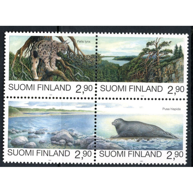 Finland. 1995. Truede dyr, sammentryk. AFA nr. 1278-81 **       , postfrisk stemplet FDC