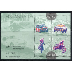 Finland. 1995. Motorsport, miniark. AFA nr. 1286-89 **       , postfrisk stemplet FDC