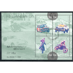 Finland. 1995. Motorsport, miniark. AFA nr. 1286-89 **       , postfrisk stemplet FDC
