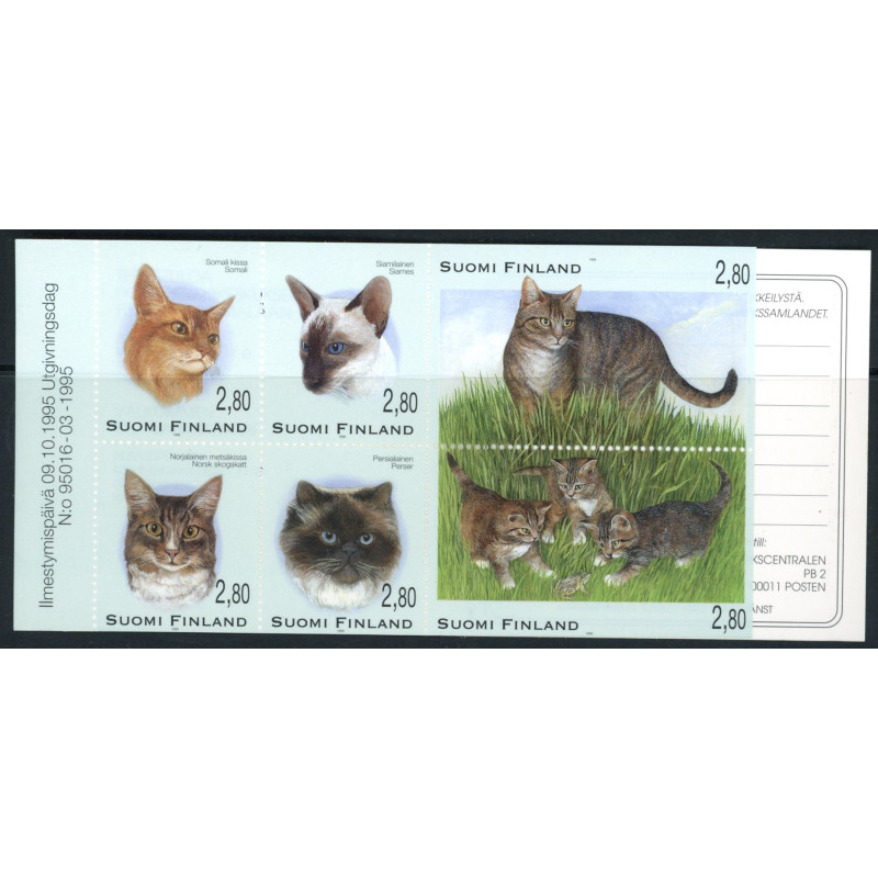 Finland. 1995. Katte, sammentryk. AFA nr. 1299-1304 **       , postfrisk stemplet FDC