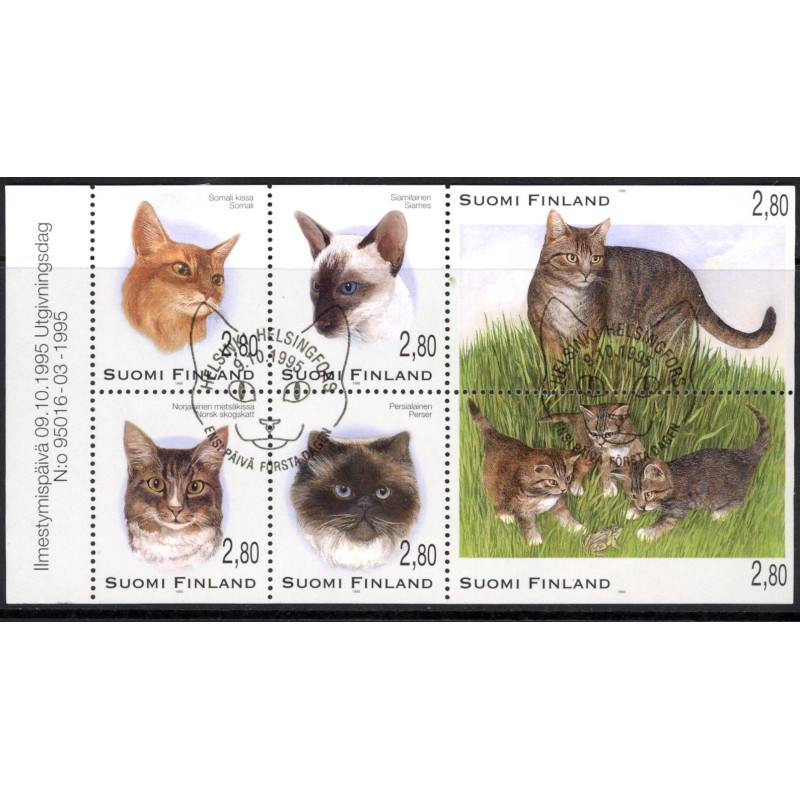 Finland. 1995. Katte, sammentryk. AFA nr. 1299-1304 **       , postfrisk stemplet FDC