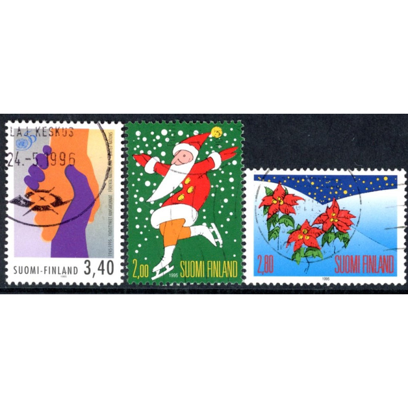 Finland. 1995. FN og Julemærker. AFA nr. 1305-07 **       , postfrisk stemplet FDC