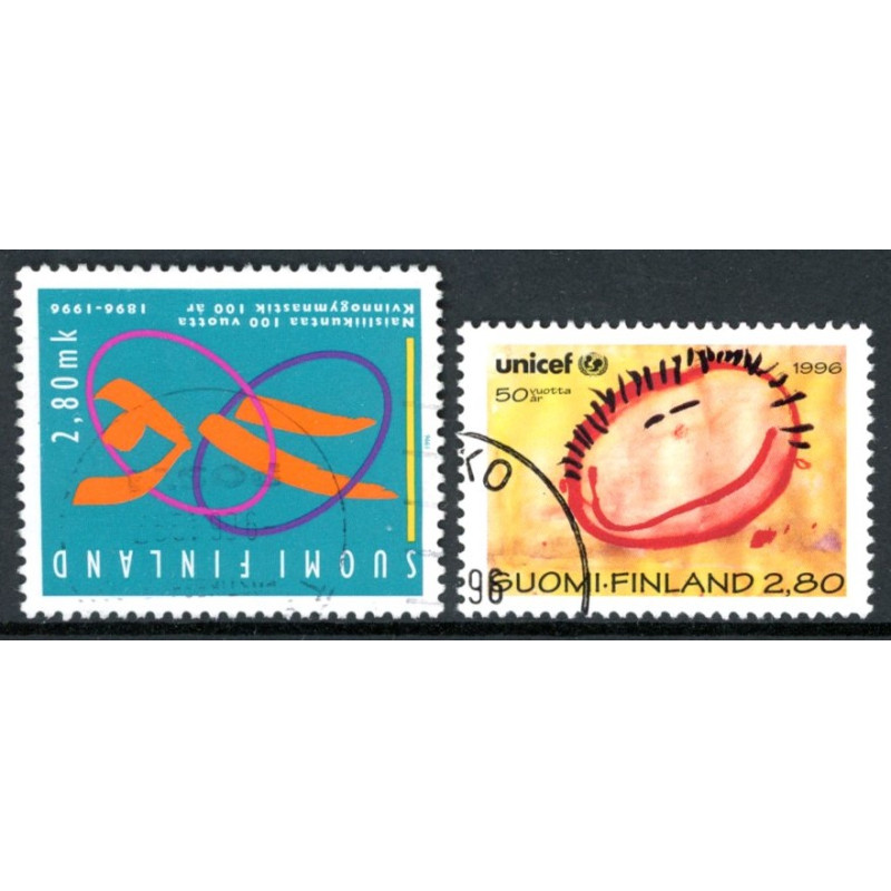 Finland. 1996. UNICEF, og Kvindegymnastik. AFA nr. 1320-21 **            , postfrisk stemplet FDC