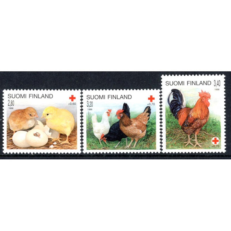 Finland. 1996. Røde Kors, husdyr. AFA nr. 1323-25 **          , postfrisk stemplet FDC