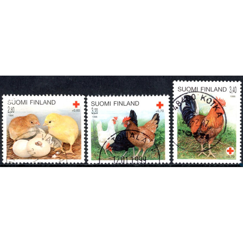 Finland. 1996. Røde Kors, husdyr. AFA nr. 1323-25 **          , postfrisk stemplet FDC