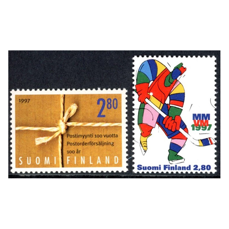 Finland. 1997. Postordresalg og VM i Ishockey. AFA nr. 1365-66 **      , postfrisk stemplet FDC