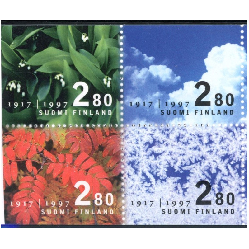 Finland. 1997. Finlands statsjubilæum, sammentryk. AFA nr. 1380-83 **      , postfrisk stemplet FDC