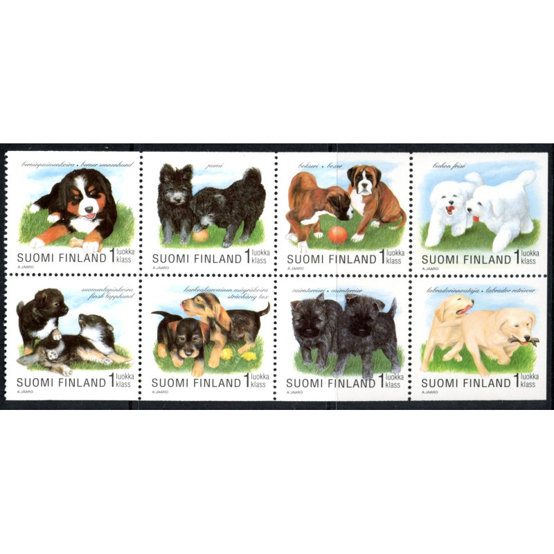 Finland. 1998. Hundehvalpe, sammentryk. AFA nr. 1426-33 **    , postfrisk stemplet FDC