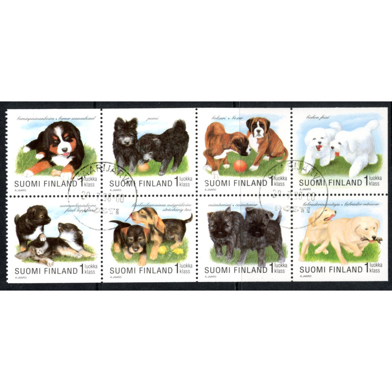 Finland. 1998. Hundehvalpe, sammentryk. AFA nr. 1426-33 **    , postfrisk stemplet FDC