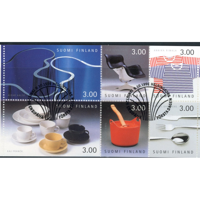 Finland. 1998. Finsk Design, i sammentryk. AFA nr. 1440-45 **    , postfrisk stemplet FDC