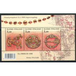 Finland. 1999. Nationalposet, miniark. AFA nr. 1455-57 **              , postfrisk stemplet FDC