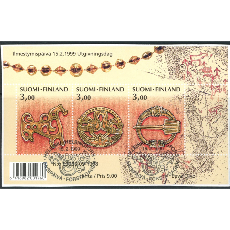 Finland. 1999. Nationalposet, miniark. AFA nr. 1455-57 **              , postfrisk stemplet FDC