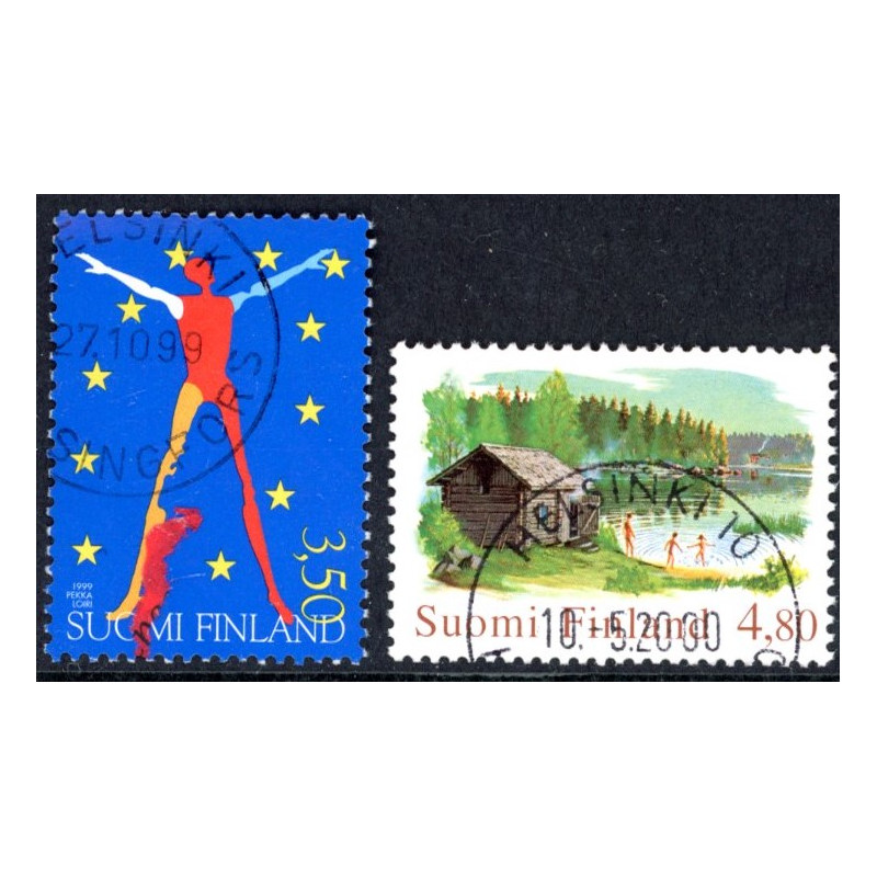 Finland. 1999. EU-formandskab og brugsudgave. AFA nr. 1472-73 **          , postfrisk stemplet FDC